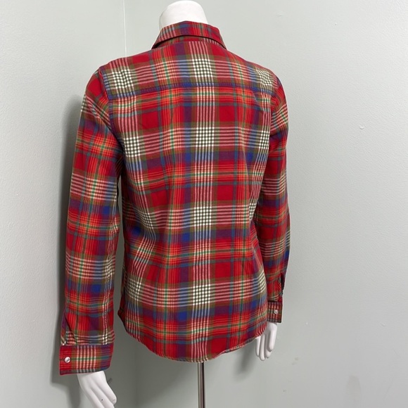 J. McLaughlin colorful red plaid long sleeve button front shirt - Picture 5 of 6